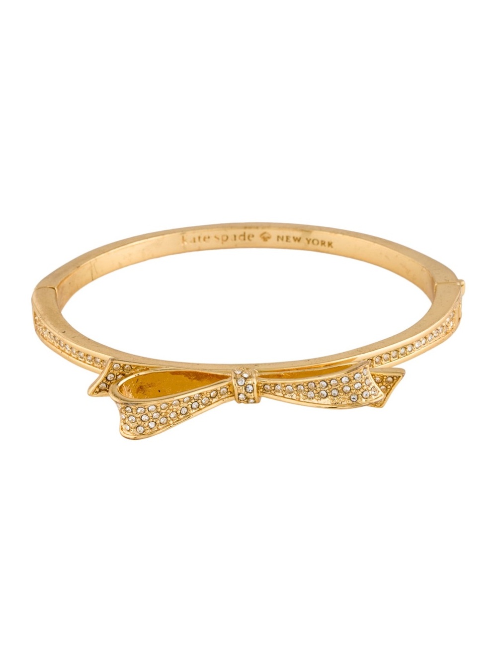 kate spade Gold Bow Crystal Bangle Bracelet - Pink Accent